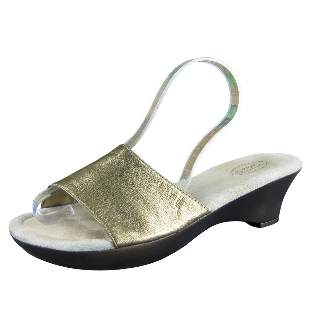 Talbots Women Slide Gold Leather Sz 9 Medium Gently Used 2025